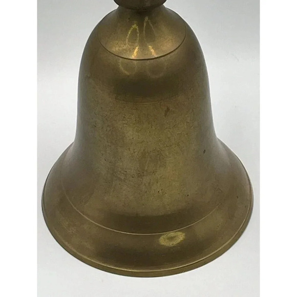 Large Vintage Sarna?Hand Bell School/Dinner/Church Solid Brass 11”Patina - Picture 4 of 10